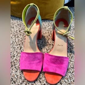 Christian Louboutin Suede Color Block Sandals